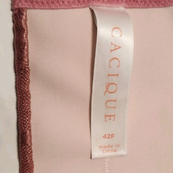 Cacique Lightly Lined Full Coverage Underwire Bra 42F Salmon Pink Lace - Picture 7 of 7